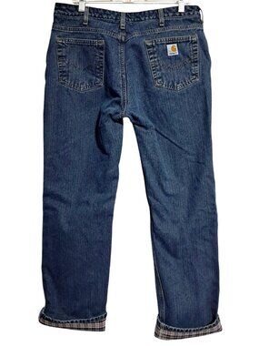Carhartt Flannel Lined Jeans Womens Size 12 Relaxed Fit Blue Denim Cotton